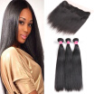 Fine Plus Brazilian Straight Hair with Lace Frontal 100 Unprocessed Virgin Human Hair Bundles with 13×4 Ear to Ear Closure