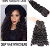 Peruvian Deep Wave Virgin Hair Bundles With Closure Deep Curly Weave Human Hair With Closure Unice Hair With Closure