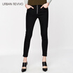 UR Women&39s casual fashion wild solid tannin tight casual pants YV03R8ZN2002 dark black M