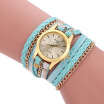 2017 New Fashion Womens Casual Vintage Multilayer Wristwatch Weave Wrap Rivet Leather Bracelet Wrist Watch