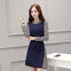 Fort Sheng 2017 new women&39s autumn fashion Slim temperament round neck stripes elegant simple small fragrant wind splicing dress zx16092101 picture color S