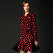 Marc Rebecca Retro Print Long Sleeve Shirt Skirt Open Skirt A Skirt Skirt 75079E Black Print XL