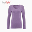 INTERIGHT Women&39s round necklace basic section of the shirt under the purple purple L