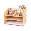 Jinlongxing Glosen wooden two file tray with compartment storage box desktop office pen holder multi-function combination DIY file holder file basket D2065 wood color