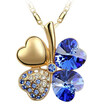Four Leaf Clover Necklaces Pendant Heart Austria Crystal 18K Gold Plating Vintage Fashion Jewelry For Women 900