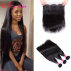 Lace Frontal Closure With Bundles Peruvian Straight Hair With Closure With Bundles Ear To Ear Lace Frontal Closure With Bundles