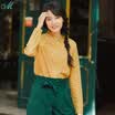 Yan Man INMAN 2017 autumn linen cotton embroidered lapel long sleeve art shirt female 1873011138 mud yellow XL