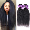 Iueenly Hair 4 Bundles Yaki Peruvian Virgin Kinky Straight Human Hair Extension 8"-24" Unprocessed 100 Human Hair Weaves