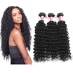 Fine Plus Malaysian virgin hair 3 Bundles Deep Wave Human Hair Weave Unprocessed Virgin Human Hair Bundles Natural Color14 16 18