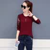 Markentsee 2017 new women&39s autumn Korean long-sleeved T-shirt solid color underwear Slim chiffon shirt solid color coat tide zx1782842 black XXL