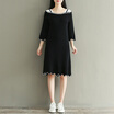 City plus CITYPLUS 2017 autumn&winter new women&39s art wild striped knit long sweater dress CWQZ178560 black&white all