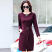 Fort Sheng 2017 new women&39s autumn long-sleeved chiffon dress Korean Slim simple fashion in the long section of the package buttocks skirt zx1781719 black L