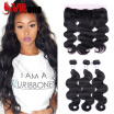 Ear To Ear Lace Frontal Closure With Bundles Peruvian Virgin Hair Body Wave With Closure Human Hair Lace Frontals With Body Wave