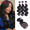 3 Bundles With Closure Human Hair Peruvian Virgin Hair Body Wave With Closure 7A Unprocessed Virgin Hair Human Hair With Closure