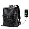 Men Fashion External USB Charge Antitheft Backpack Waterproof Leather Travel Bag Notebook Rucksack for 14 Inch Laptop Mochilas