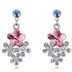 High Quality Red Austrian Crystal Flower Earrings For Women Classic Fashion Drop Earrings Party Gift 26217