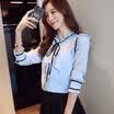 Markentsee 2017 new women&39s autumn long-sleeved chiffon shirt Korean loose baskets shirt bow shirt shirt zx1782827 blue M