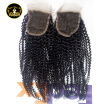 Hot Sale Kinky Curls Closure Peruvian Virgin Hair Kinky Curly Lace Closure 100 Human Hair Top Closure With Baby Hair