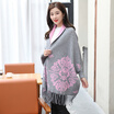 Shanghai stock STORY Of SHANGHAI ladies scarves autumn&winter warm to wear shawl silhouette jacquard rose red