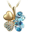 Four Leaf Clover Necklaces Pendant Heart Austria Crystal 18K Gold Plating Vintage Fashion Jewelry For Women 900