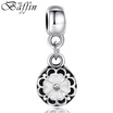 3 Colors Silver Color Round Flower Charm Pendant Fit Bracelet Necklace Original Bead Accessories Blue Enamel