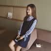 Markentsee 2017 new women&39s winter Korean fashion Slim temperament sweet&elegant simple shirt suit dress zx16090503 navy blue M