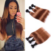 3 Bundles 1B30 Brazilian Straight Hair Two Tone Ombre Straight Virgin Hair Weave Free Shipping