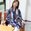 Yimihuasha scarf women spring&summer sunscreen air conditioning shawl autumn&winter warm scarf scarves dual-use national cashews deep blue