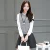 One morning 2017 new fall female female ear short skirt fake two long sleeves thin dress S62A0895A11L gray L