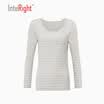 INTERIGHT Women Big Round Collar Shirt Gray Stripe M