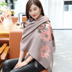 Shanghai stock STORY Of SHANGHAI autumn&winter women&39s wool scarves thick warm shawl peony decals red