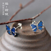 Luo Linglong s925 sterling silver butterfly earring women fashion earring jewelry