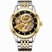 Luxury Automatic Mechanical Wristwatches Gold Dragon Stainless Steel Band Mens Watch Waterproof Relogio Masculin
