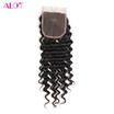 ALot Hair Free Part Brazilian Deep Wave Closure Natural Black Human Hair Swiss Lace Closure With Baby Hair 4x4Inch Virgin Hair