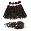 BHF hair Peruvian Afro Kinky Curly Virgin Hair Bundles With Closure Human Hair Extensions