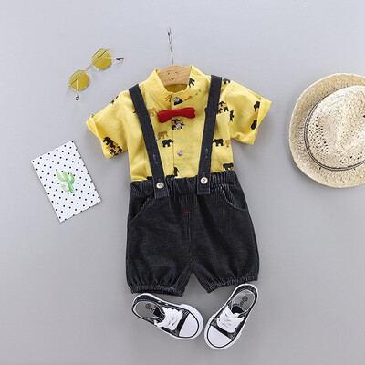 Summer Baby Boy Short Sleeve Casual Cartoon Animal Shirt Tops Strap Shorts Gentle Outfits Clothes Set
Summer Baby Boy Short Sleeve Casual Cartoon Animal Shirt Tops Strap Shorts Gentle Outfits Clothes Set