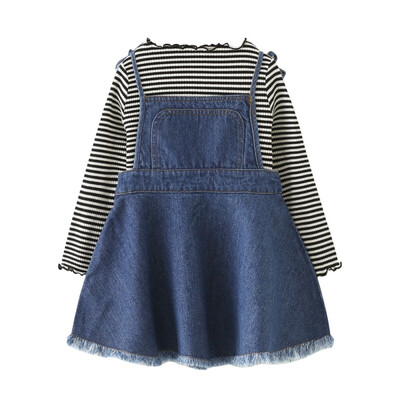 Kids Clothes Set Girls Striped Knit Top Denim Dress 2PCSset Baby Girls Dress Denim Clothes 2-57T long Sleeve t-shirt
Kids Clothes Set Girls Striped Knit Top Denim Dress 2PCSset Baby Girls Dress Denim Clothes 2-57T long Sleeve t-shirt