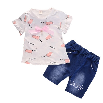 Summer Children Sets Baby Girls Short Sleeve T-Shirt Pants Set Casual Denim Pant 2 Pcsset Girls Clothes Set Summer
Summer Children Sets Baby Girls Short Sleeve T-Shirt Pants Set Casual Denim Pant 2 Pcsset Girls Clothes Set Summer
