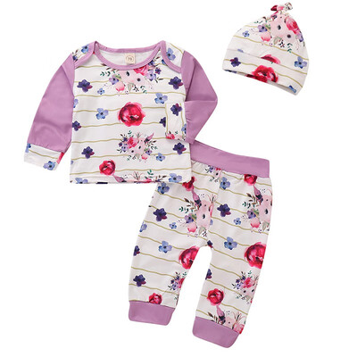 autumn casual cute flowers print three-piece set long sleeve top pants hat three-piece baby girls suit
autumn casual cute flowers print three-piece set long sleeve top pants hat three-piece baby girls suit