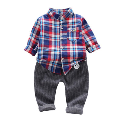 New Casual Baby Boys Clothes 2pcs Autumn Children clothing Long Sleeve Plaid Print Shirt TopsPants Trouser Set 5 colors
New Casual Baby Boys Clothes 2pcs Autumn Children clothing Long Sleeve Plaid Print Shirt TopsPants Trouser Set 5 colors