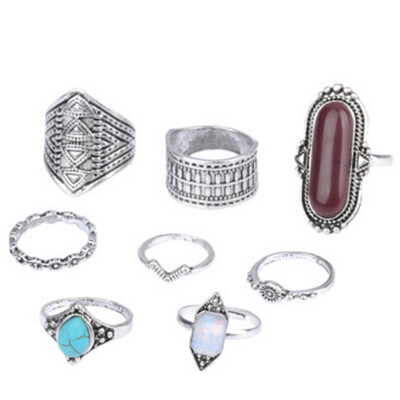 2018 Boho Jewelry Blue Brown Color Stone Ring Sets For Women Vintage Silver Gold Color Rings Gift 8 PcsSet
2018 Boho Jewelry Blue Brown Color Stone Ring Sets For Women Vintage Silver Gold Color Rings Gift 8 PcsSet