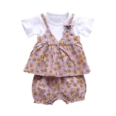 Children Girls Cotton Clothes Casual Summer Fake 2 Piece Short Sleeve Floral Print T-shirtShorts Fashion Suits 2Pcs Costume Set
Children Girls Cotton Clothes Casual Summer Fake 2 Piece Short Sleeve Floral Print T-shirtShorts Fashion Suits 2Pcs Costume Set
