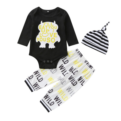 Autumn Baby Boy Girl Long Sleeve Letters Print Romper Tops Trousers Striped Hat Outfits Clothes
Autumn Baby Boy Girl Long Sleeve Letters Print Romper Tops Trousers Striped Hat Outfits Clothes