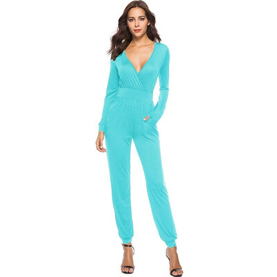 Women Jumpsuit Pure Color Plung V Neck Long Sleeve High Waist Side Pocket Sexy Street Wear
Women Jumpsuit Pure Color Plung V Neck Long Sleeve High Waist Side Pocket Sexy Street Wear