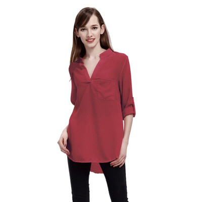 Womens Shirt New Summer Chiffon Blouse Women Shirts Long Sleeve Pocket Tops Casual Loose Blouses Dip Hem Plus Size For Ladies
Womens Shirt New Summer Chiffon Blouse Women Shirts Long Sleeve Pocket Tops Casual Loose Blouses Dip Hem Plus Size For Ladies