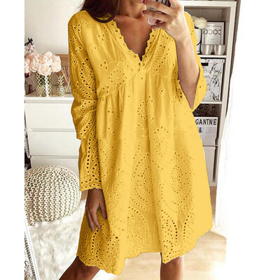 Tailored Women Boho Solid V-Neck Dresses Hollow Out Splice Long Sleeve Mid-Long Dresses
Tailored Women Boho Solid V-Neck Dresses Hollow Out Splice Long Sleeve Mid-Long Dresses
