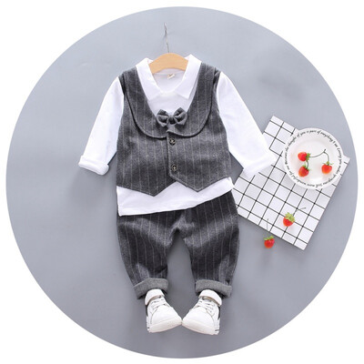 Autumn Baby Boys Clothes Children Gentleman Clothes Set Casual T-shirt With Fake Vest Tie Design Stripe Pants Trouser
Autumn Baby Boys Clothes Children Gentleman Clothes Set Casual T-shirt With Fake Vest Tie Design Stripe Pants Trouser
