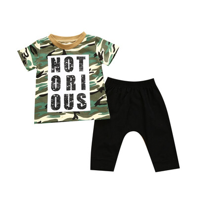 2019 Fashion Baby KId Boy Camouflage Short-sleeved Letter T-shirt Black Pants Two-piece Childrens Suit
2019 Fashion Baby KId Boy Camouflage Short-sleeved Letter T-shirt Black Pants Two-piece Childrens Suit