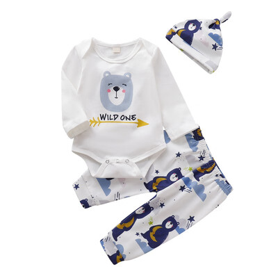 Spring Autumn Baby Boy Romper Sets Cartoon Bear Printing Rompers And Print Trousers And Hat Kids Three-piece Outfit Set
Spring Autumn Baby Boy Romper Sets Cartoon Bear Printing Rompers And Print Trousers And Hat Kids Three-piece Outfit Set