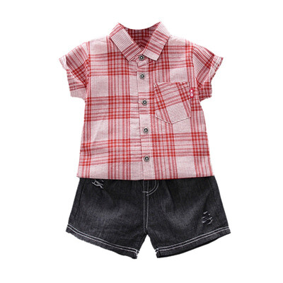 Fashion Summer Children Boys Cotton Plaid Printed Short Sleeve Shirt Blouse Shorts Casual Outfits Clothes 2pcsSets
Fashion Summer Children Boys Cotton Plaid Printed Short Sleeve Shirt Blouse Shorts Casual Outfits Clothes 2pcsSets